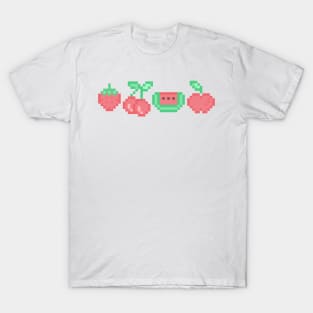 Kawaii Pixel Art Pastel Pink Red Fruit Design T-Shirt